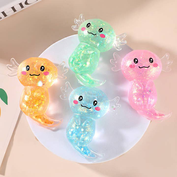 Auraquise Salamander with Gold Glitter Squishy Stress Relief Squeeze Toy, 3 Colors Available - Little Miss Muffin Children & Home