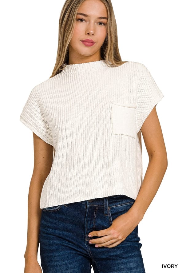 Vanilla Monkey Vanilla Monkey Mock Neck Short Sleeve Sweater in Ivory - Little Miss Muffin Children & Home
