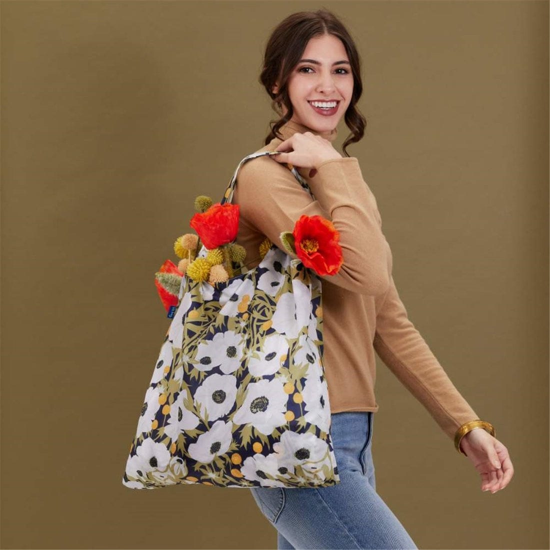 Rock Flower Paper Rock Flower Paper Anemone Poppy Blu Bag Reusable Shopper Tote - Little Miss Muffin Children & Home