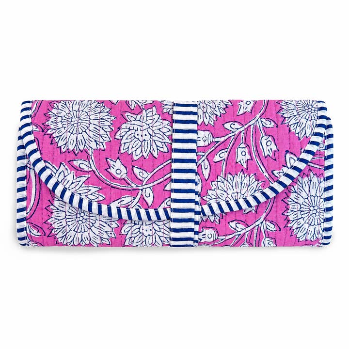 Amelia Rose Jewelry Cotton Quilted Jewelry Roll in Plum - Little Miss Muffin Children & Home