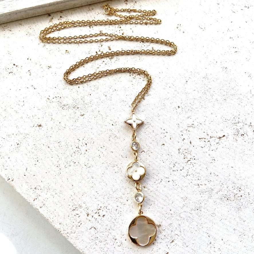 VB&CO Designs Handmade Jewelry VB&CO Clover Quatrefoil Mop Pearl Shell Necklace Non Tarnishing - Little Miss Muffin Children & Home