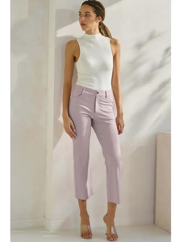 Yelete Straight Leg Cropped Pants in Light Mauve - Little Miss Muffin Children & Home