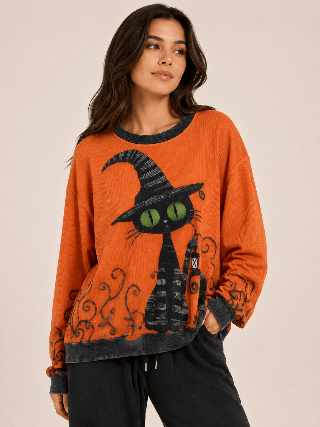 Sheer Trend Black Cat with Hat 3D Print Sweatshirt - Little Miss Muffin Children & Home