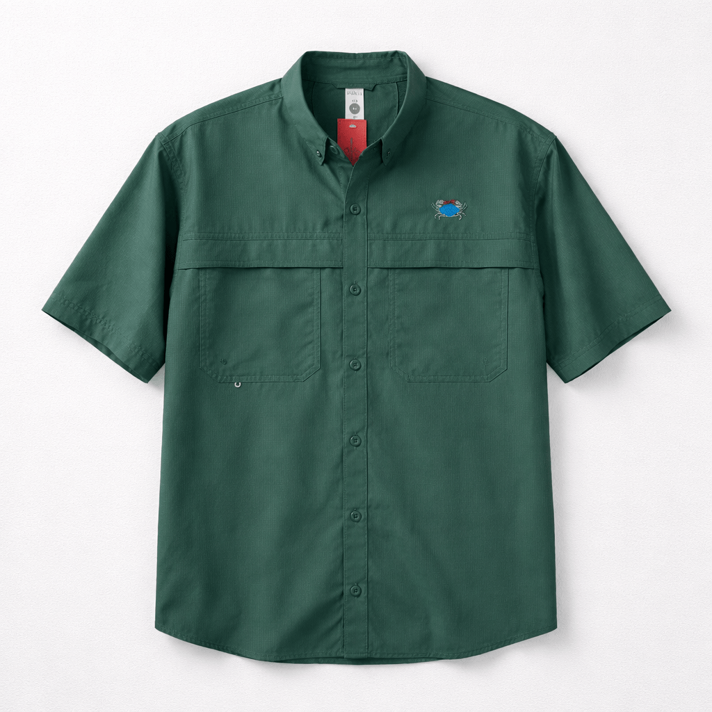 Whereable Art Men's Sun Protection Fishing Shirt Blue Crab - Little Miss Muffin Children & Home