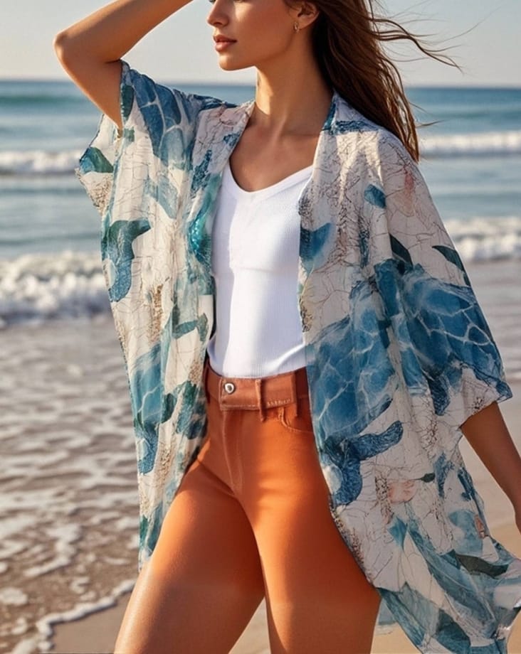 JC Sunny Fashion Sea Turtle, Seahorse & Octopus Ocean Spirit Kimono - Little Miss Muffin Children & Home