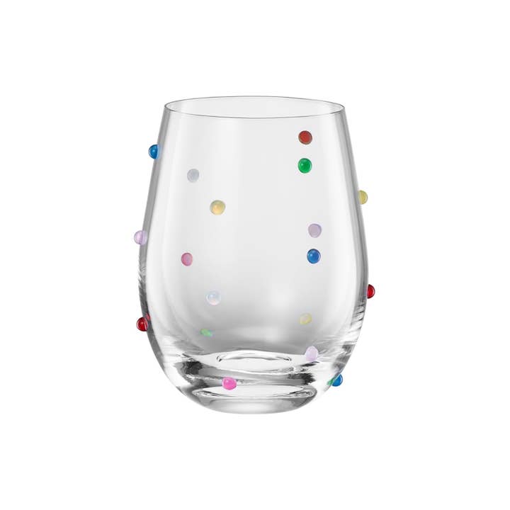 Colorful Confetti Stemless Wine Glass, Sold Individually