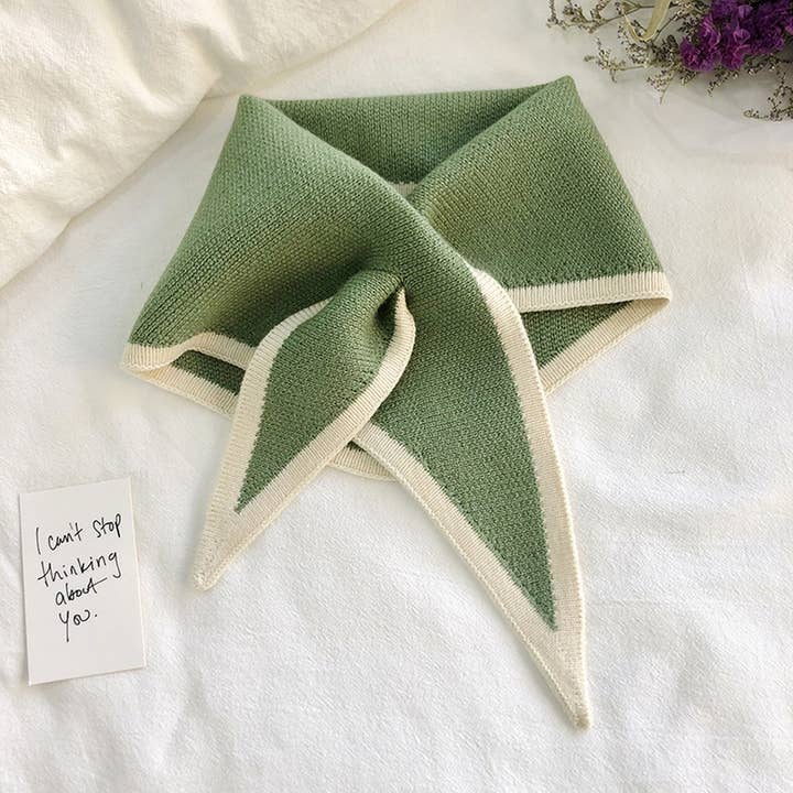 Accity Green Knit Triangle Scarf Neck Wrap - Little Miss Muffin Children & Home