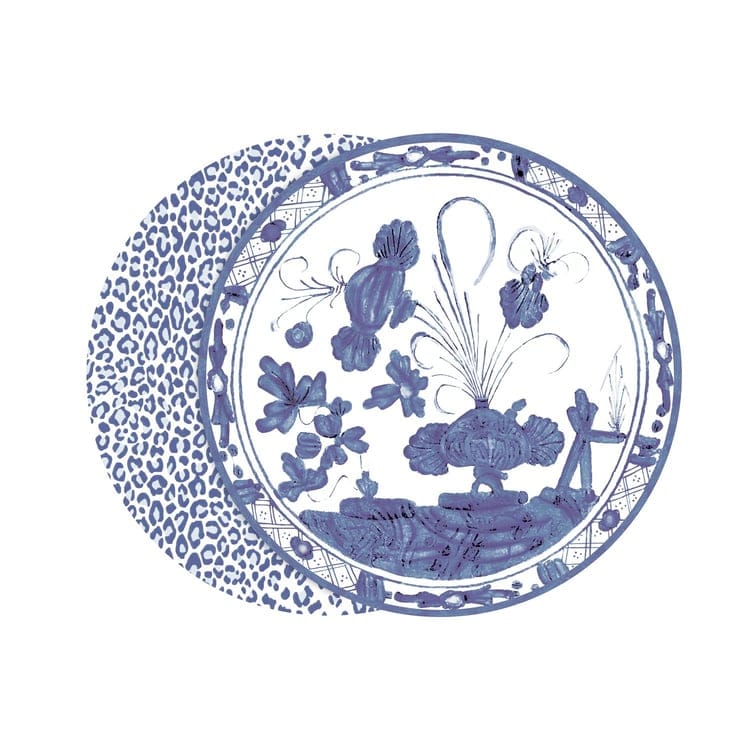 Beatriz Ball Vida Faenza and Leopard Reversible Placemats Set of 4 Blue & White - Little Miss Muffin Children & Home