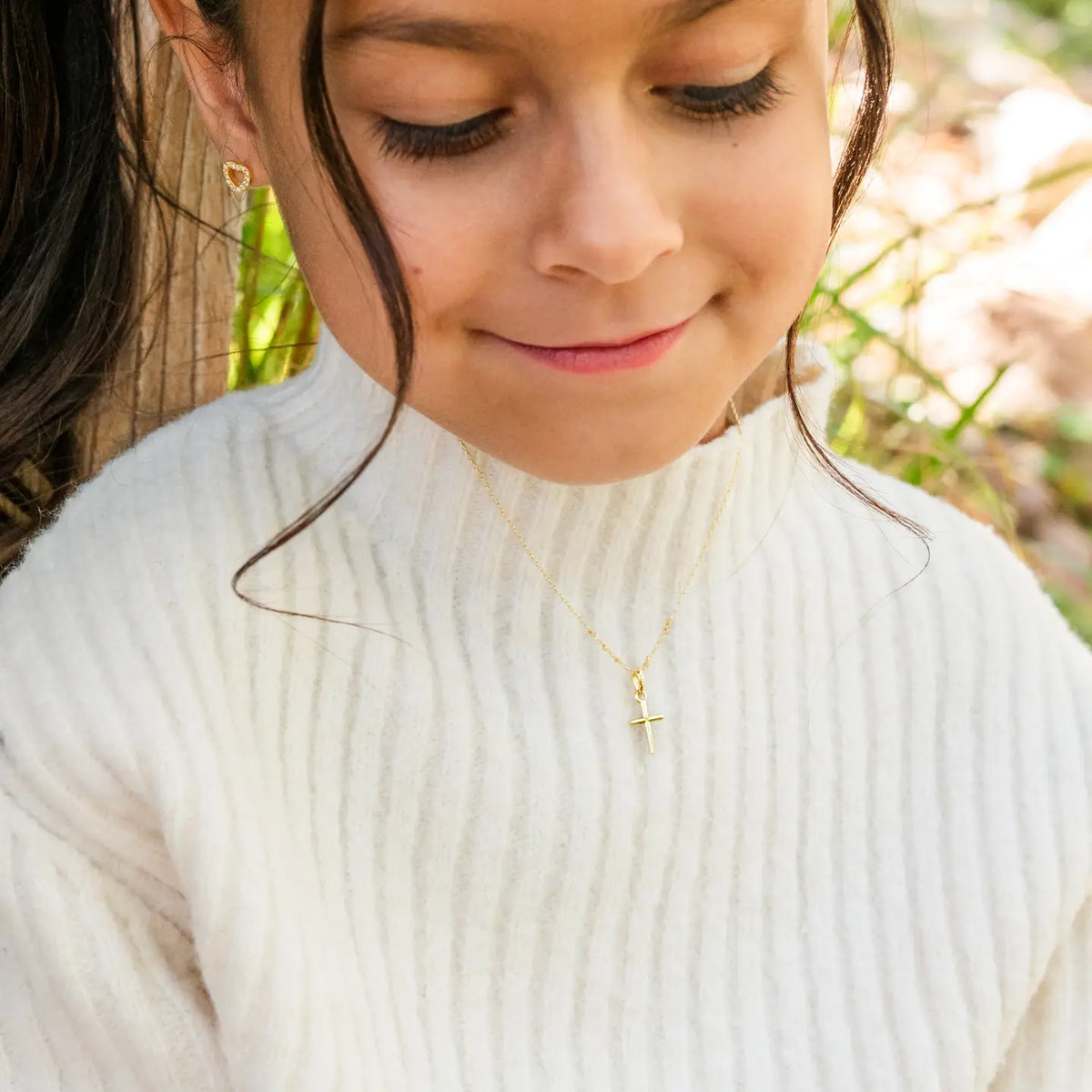 Cherished Moments Children's 14K Gold-Plated Sterling Silver Simply Faithful Cross 14" Necklace - Little Miss Muffin Children & Home