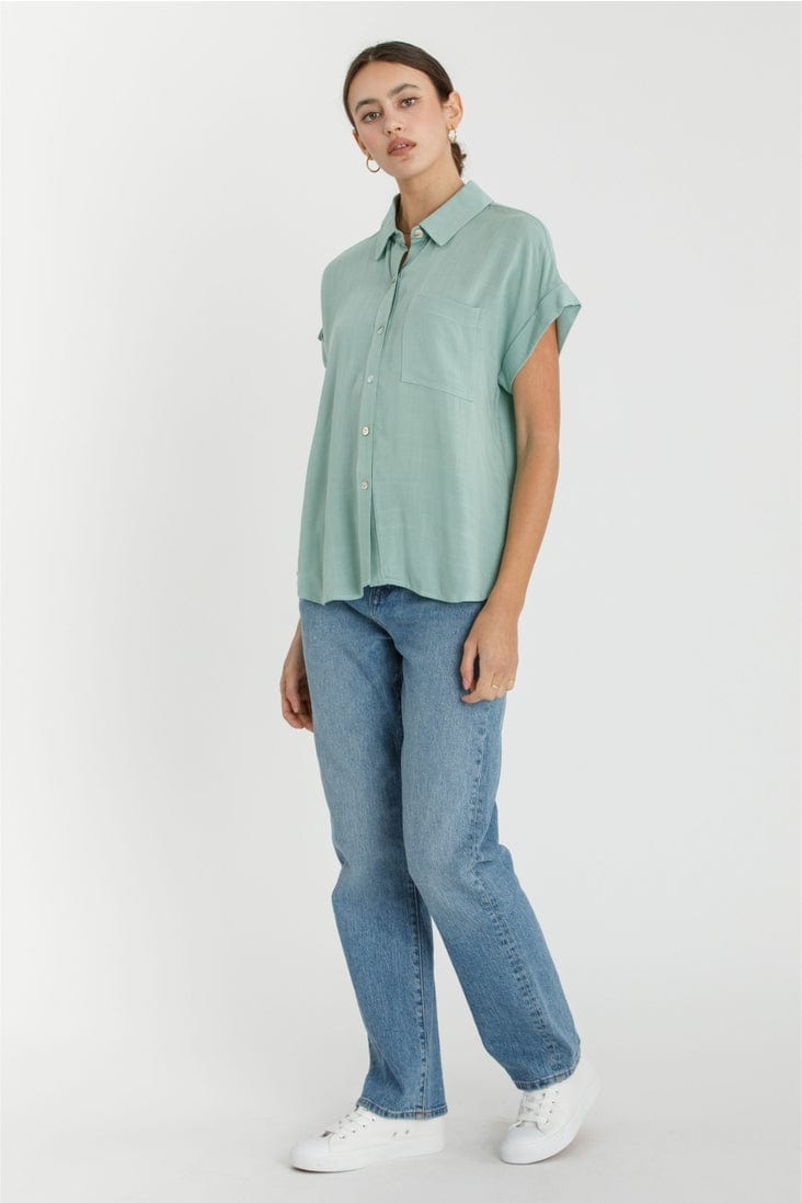 Be Cool Short Sleeve Button Down Shirt - Little Miss Muffin Children & Home