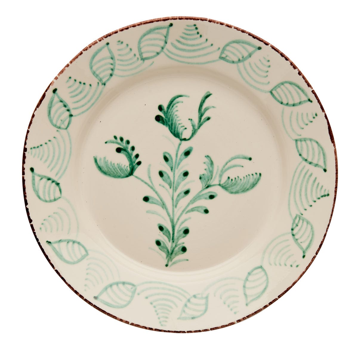 Abigail's Home Decor Casa Nuno Green and White Dinner Plate, 3 Flowers/Shells - Little Miss Muffin Children & Home