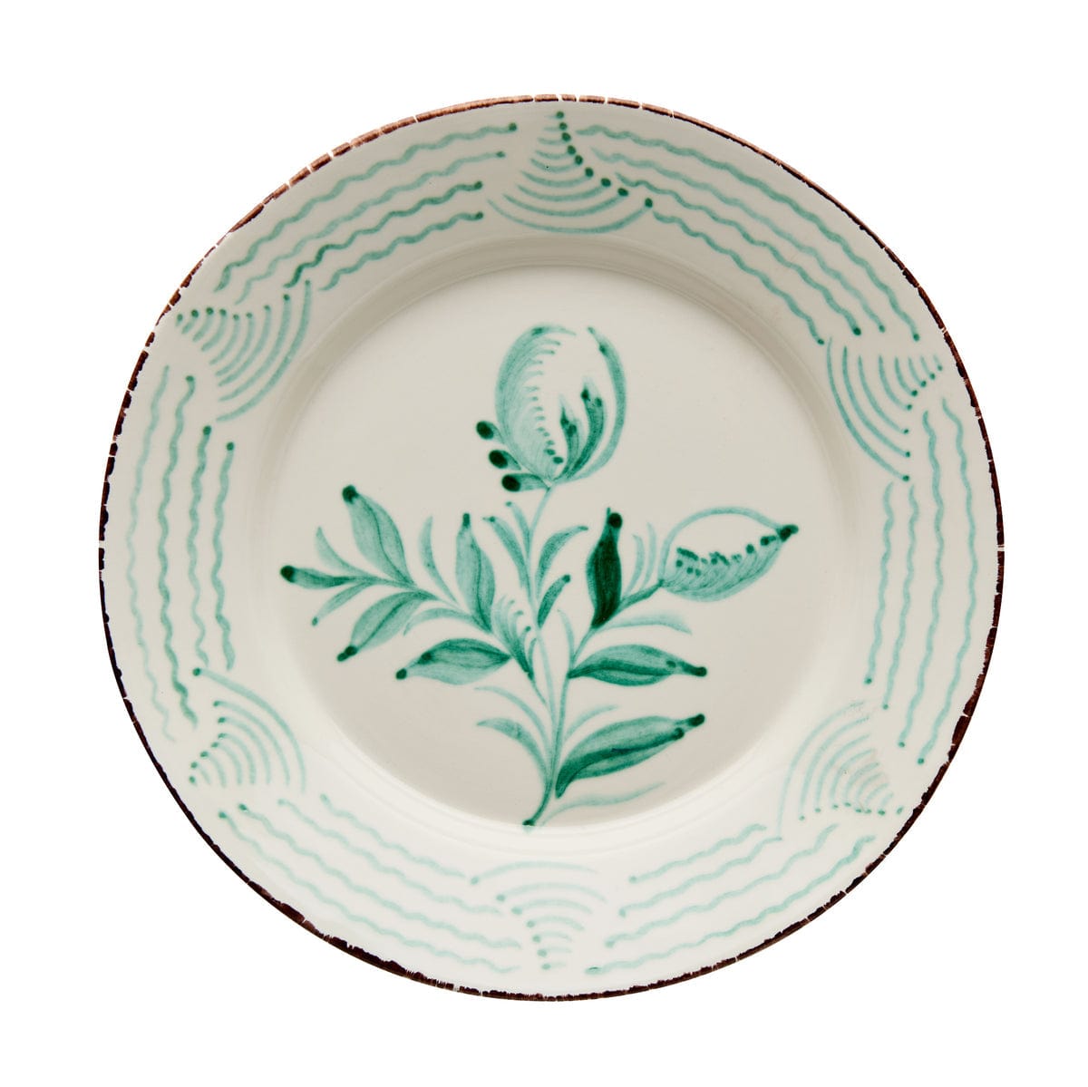 Abigail's Home Decor Casa Nuno Green and White Dinner Plate, 2 Flowers/Waves - Little Miss Muffin Children & Home