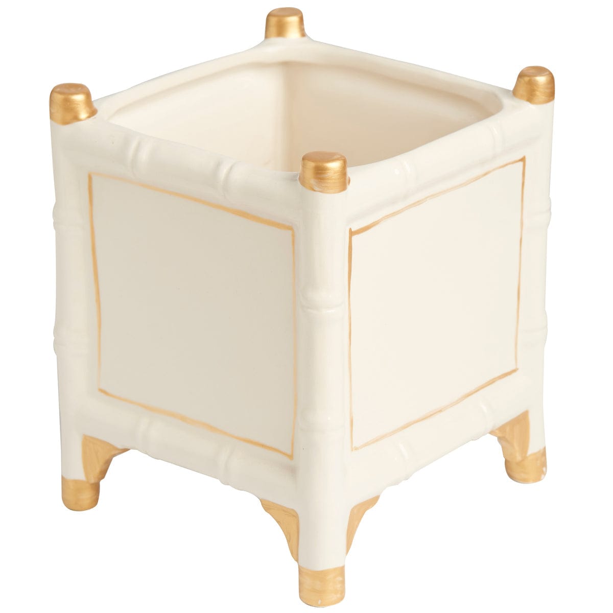 Abigail's Home Decor Abigail's Bamboo Cachepot, White/Gold, Large - Little Miss Muffin Children & Home