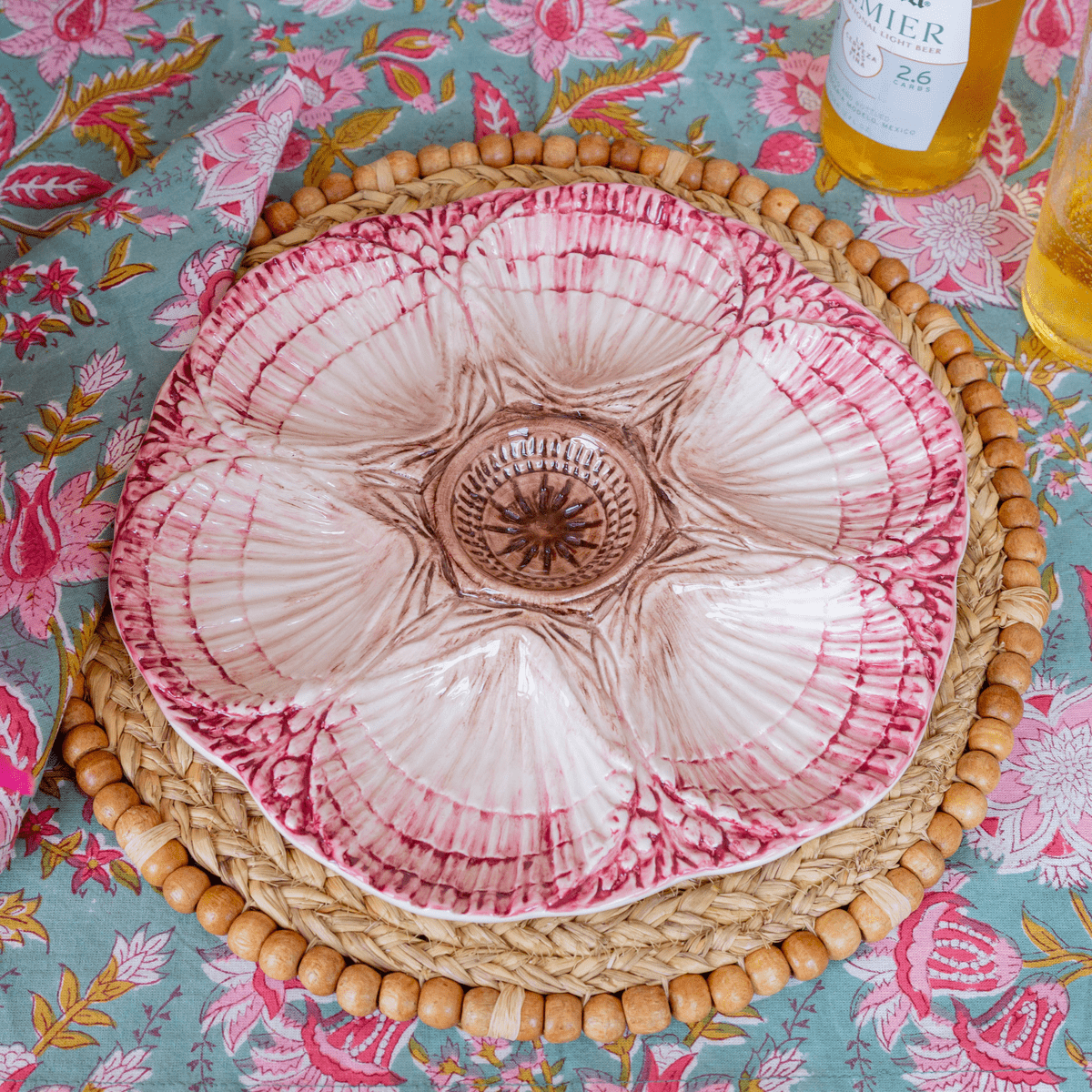 Abigail's Home Decor NOLA Oyster Plate, Cream & Burgundy - Little Miss Muffin Children & Home