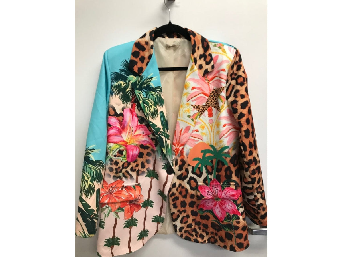 Loowie Italian Multi Floral Leopard Print Blazer - Little Miss Muffin Children & Home