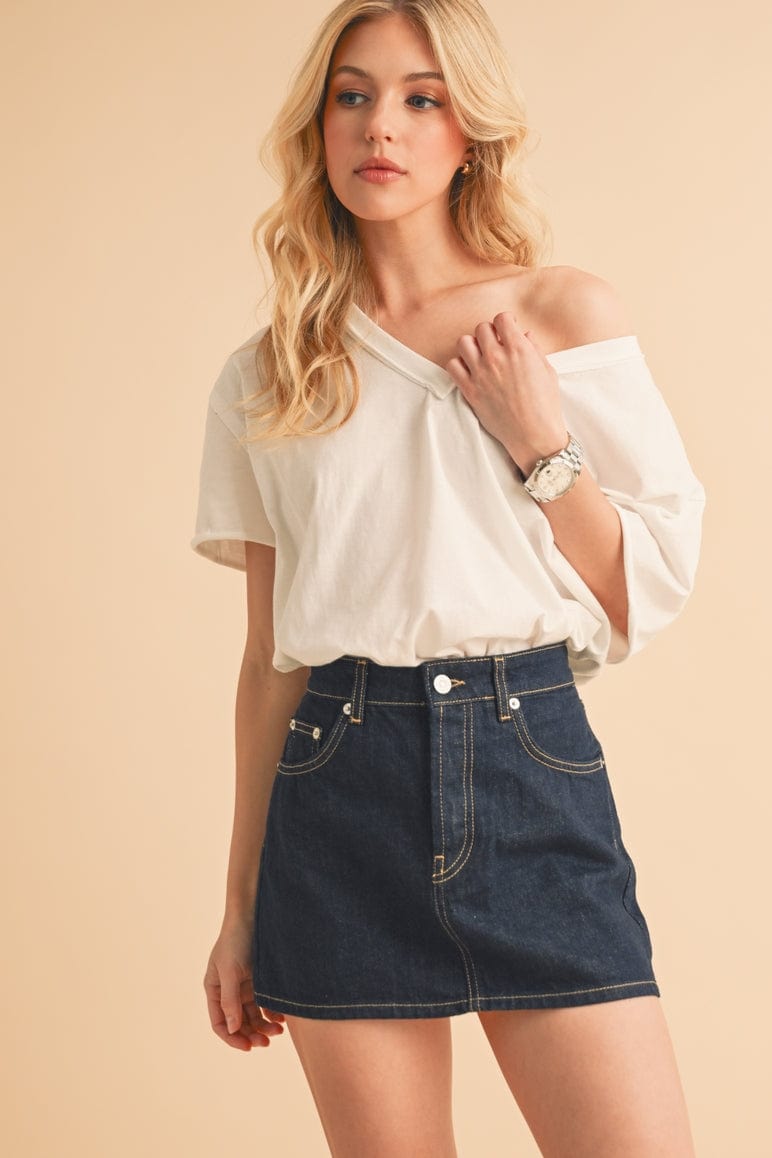 Aemi + Co Aemi + Co Ellin V-Neck Top in White - Little Miss Muffin Children & Home