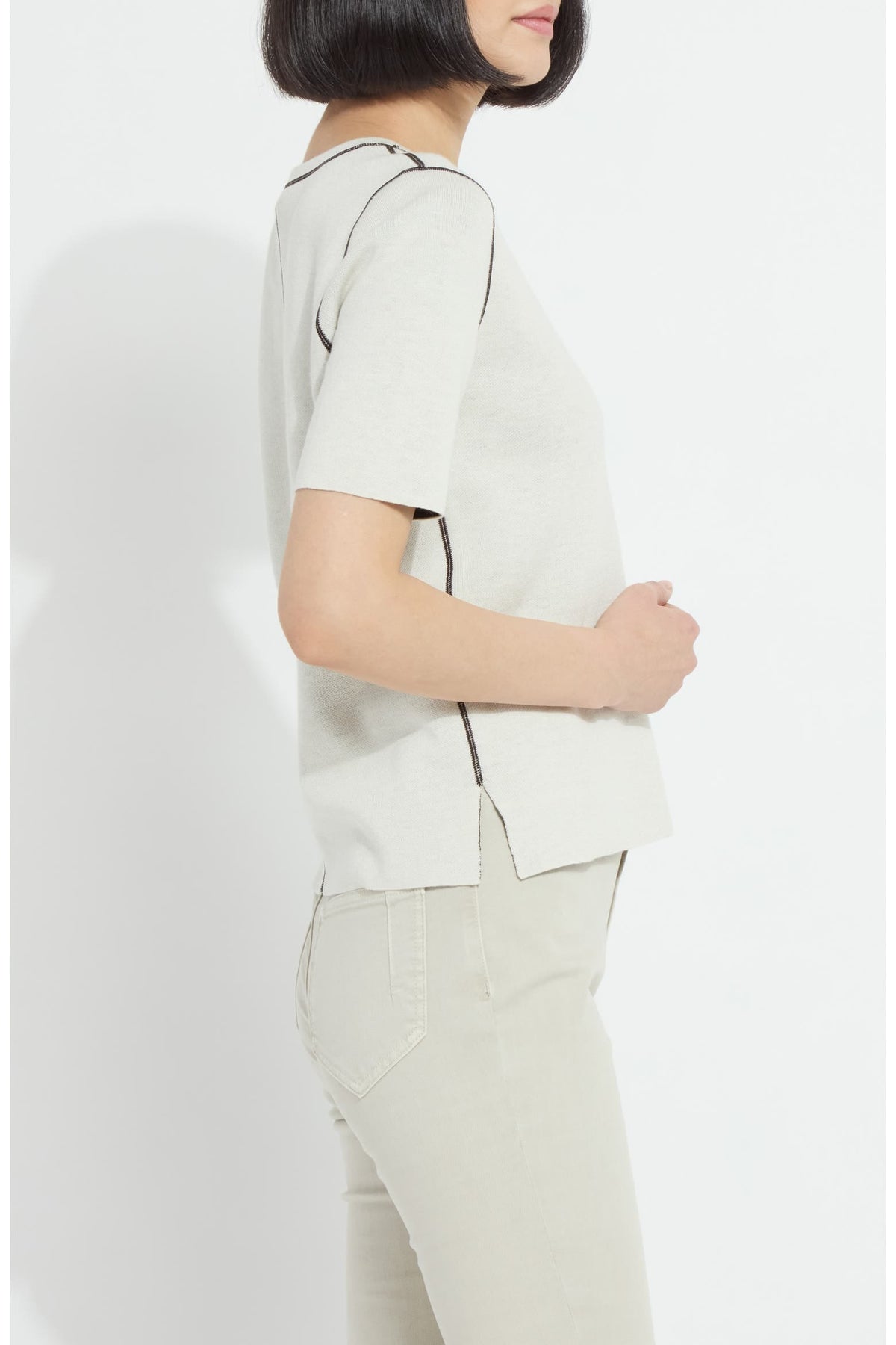 Lysse Odessa Reversible Knit Short Sleeve Tee in Refined Taupe/Double Espresso - Little Miss Muffin Children & Home