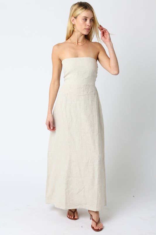 Irise Linen Maxi Dress in Melange Khaki