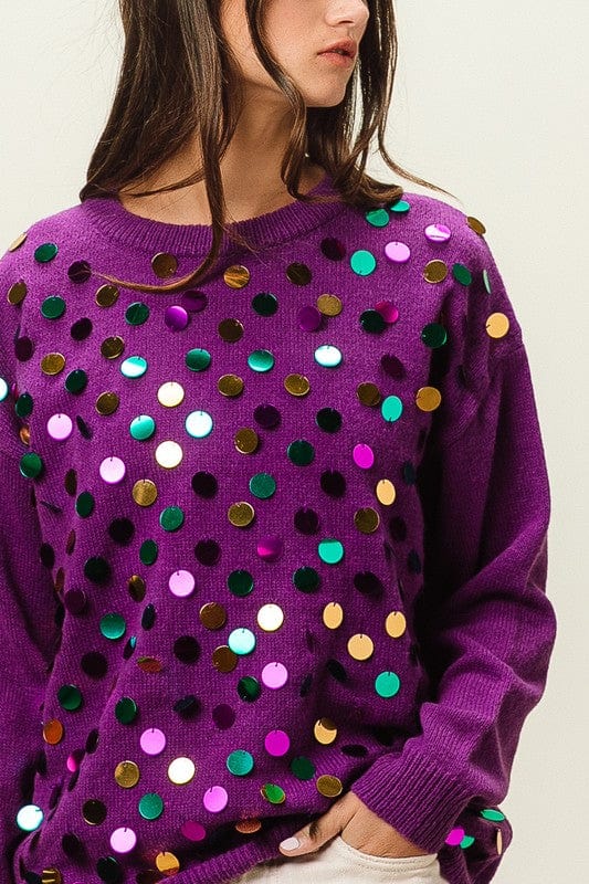 Vanilla Monkey Vanilla Monkey Mardi Gras Spangled Sweater - Little Miss Muffin Children & Home