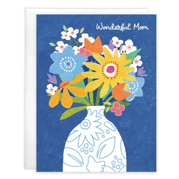 Vase on Blue Mother's Day Greeting