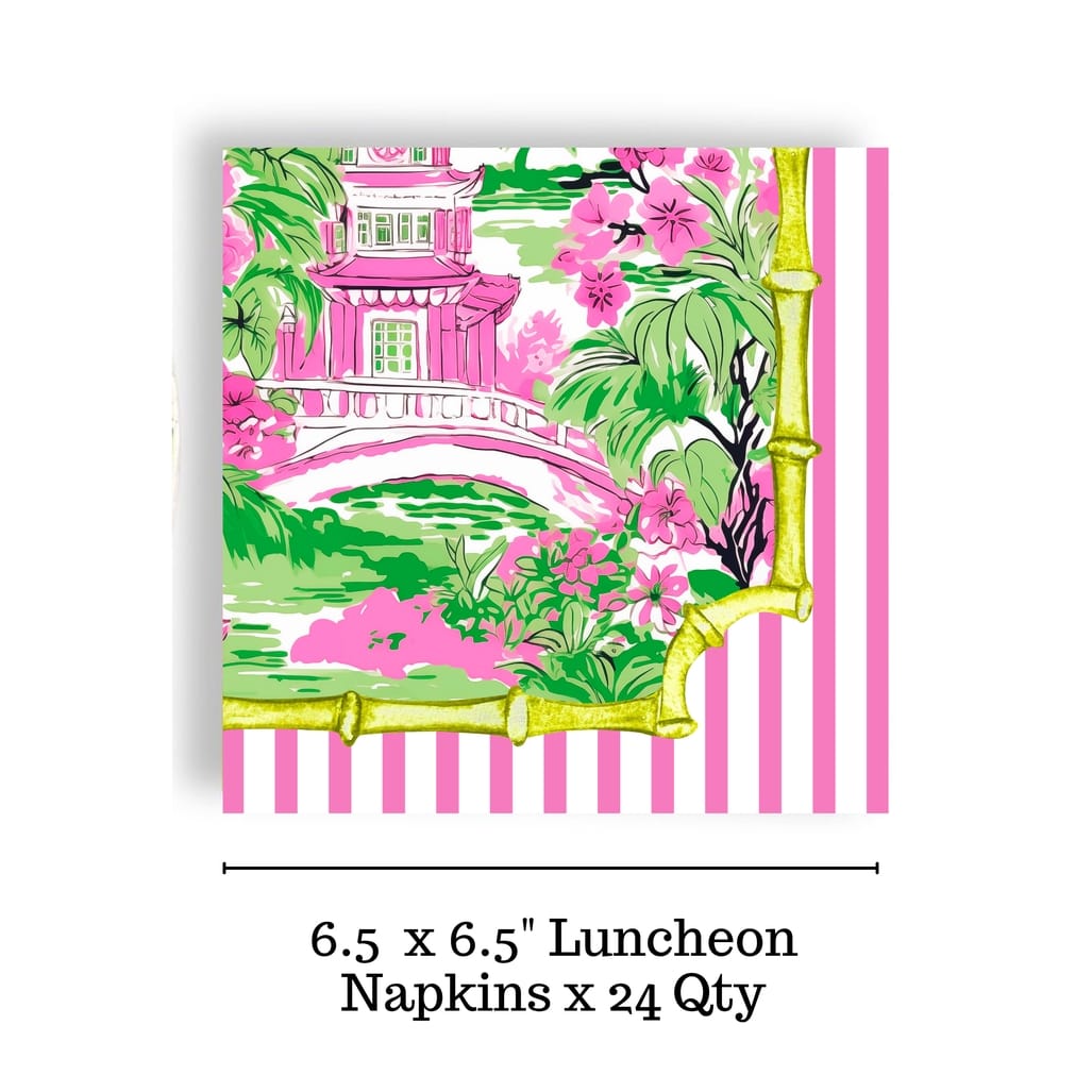 Fabuplates Chinoiserie Stripes Luncheon Napkins (24 ct) - Little Miss Muffin Children & Home