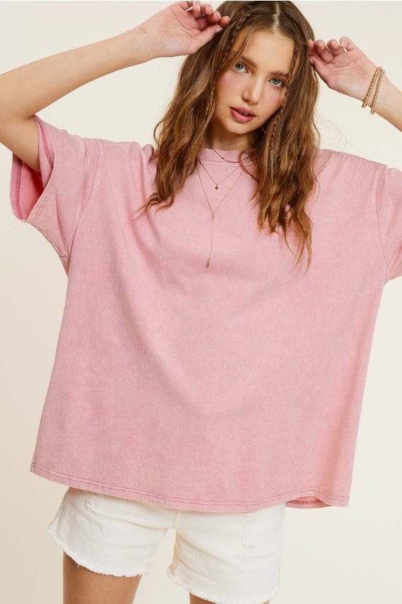La Miel La Miel Mineral Washed Short Sleeve Oversized Top - Little Miss Muffin Children & Home