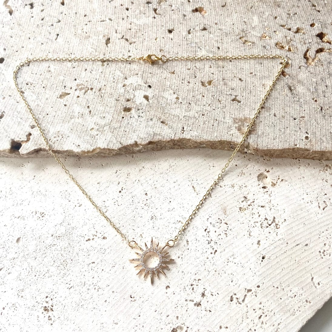 VB&CO Designs Handmade Jewelry Sun Celestial Necklace Minimalist Boutique Salon Jewelry Gold, 18” - Little Miss Muffin Children & Home