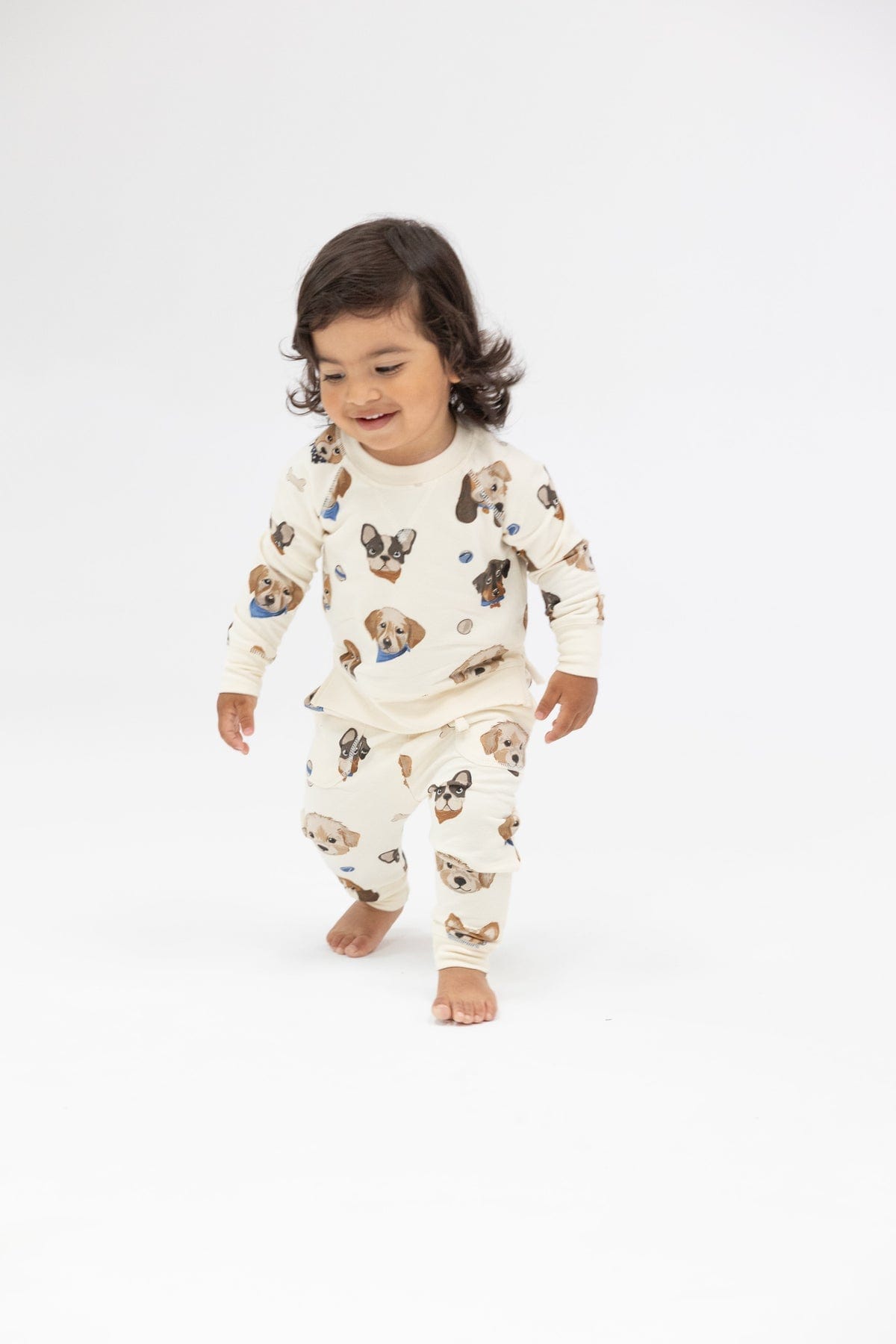Angel Dear Angel Dear French Terry Vintage Puppy Faces Raglan Sweatshirt And Jogger Set - Little Miss Muffin Children & Home