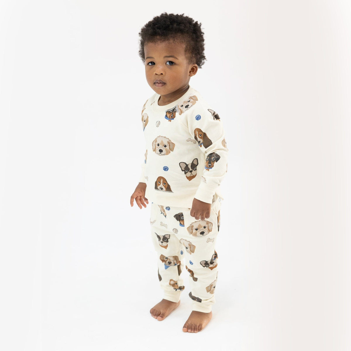 Angel Dear Angel Dear French Terry Vintage Puppy Faces Raglan Sweatshirt And Jogger Set - Little Miss Muffin Children & Home