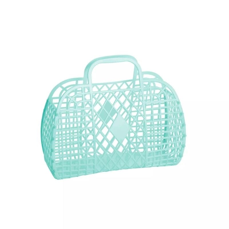 Sun Jellies Retro Basket Jelly Bag in Jelly Mint Green - Little Miss Muffin Children & Home