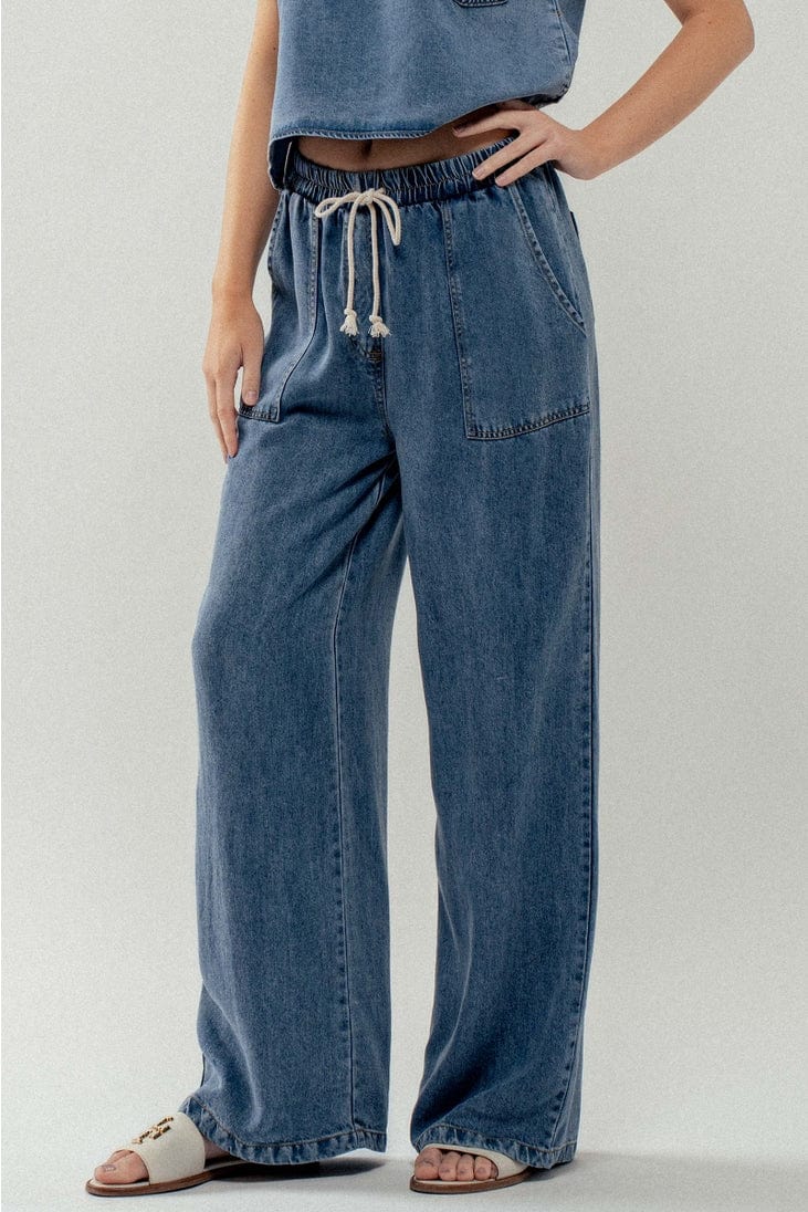 Urban Daizy Relaxed Drawstring Wide Leg Denim Pants - Little Miss Muffin Children & Home