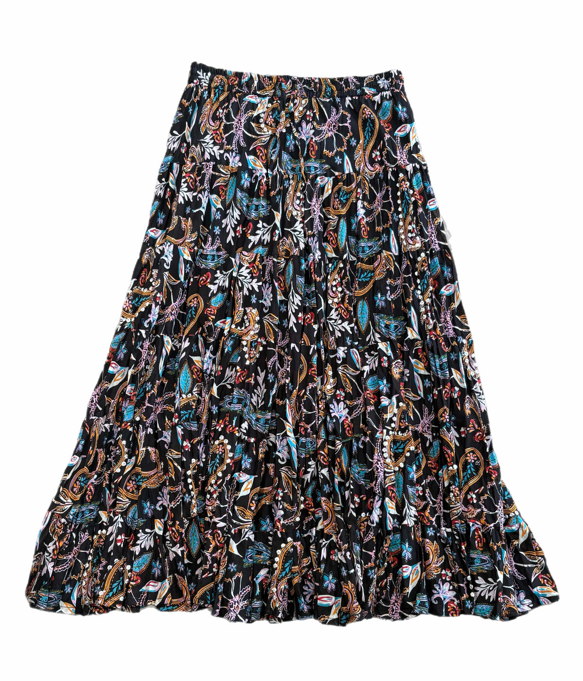 Black/Multi Long Sequins Skirt