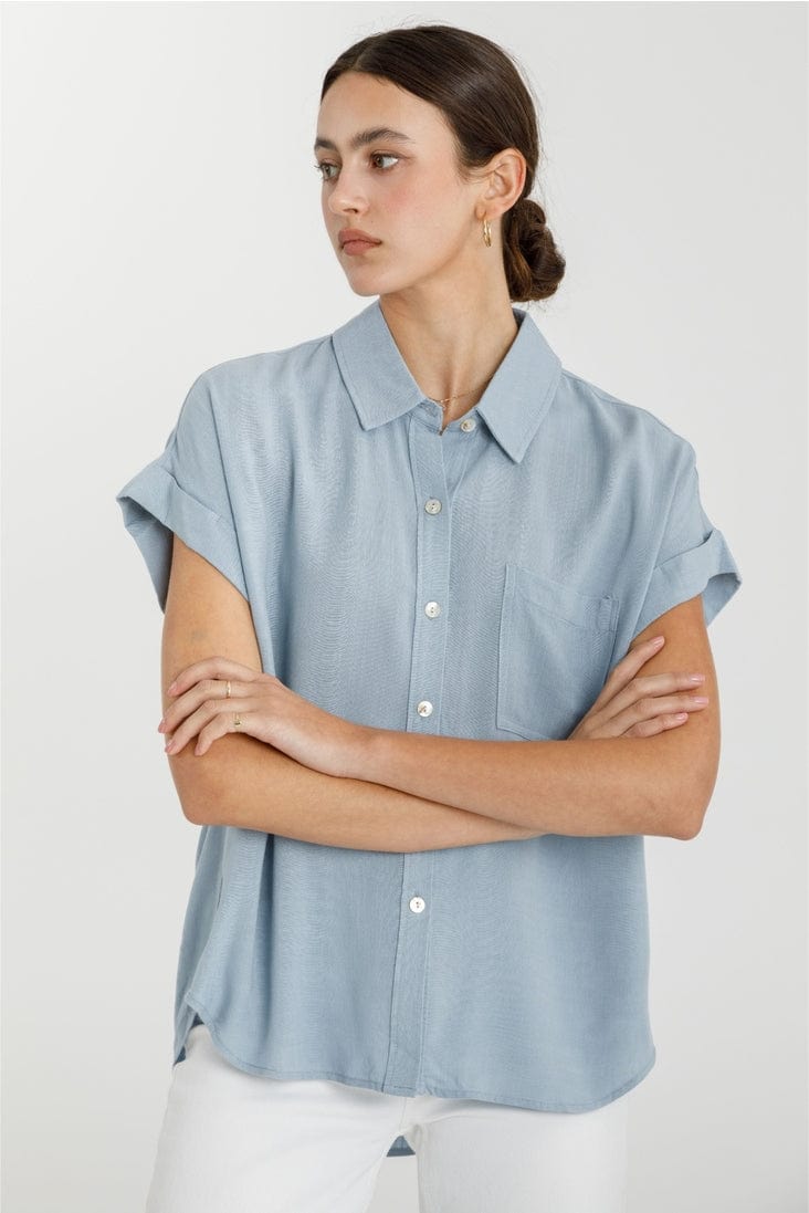 Be Cool Short Sleeve Button Down Shirt - Little Miss Muffin Children & Home
