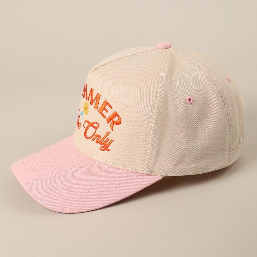 Fashion City Summer Vibe Only Embroidered Two-Tone Trucker Hat, Light Pink - Little Miss Muffin Children & Home
