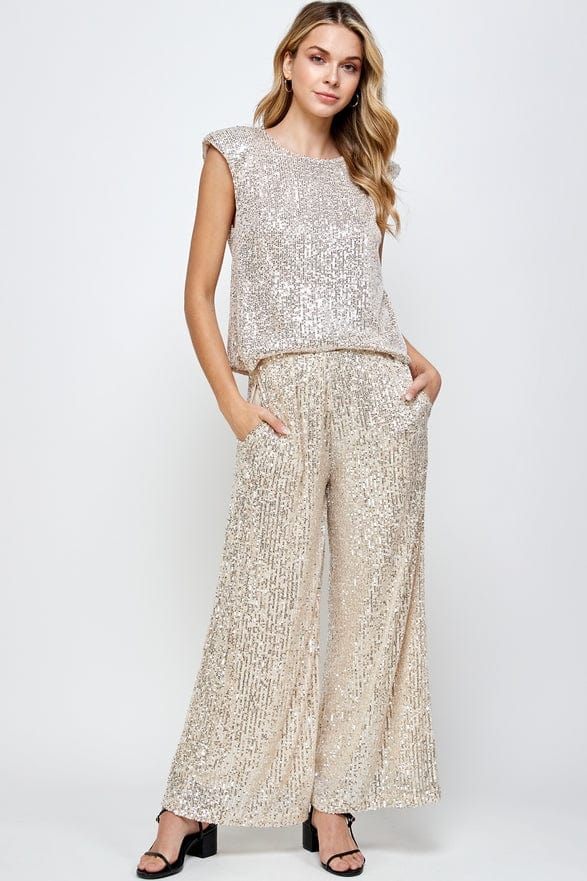 Ellison Ellison Sequins Sleeveless Top Champagne - Little Miss Muffin Children & Home