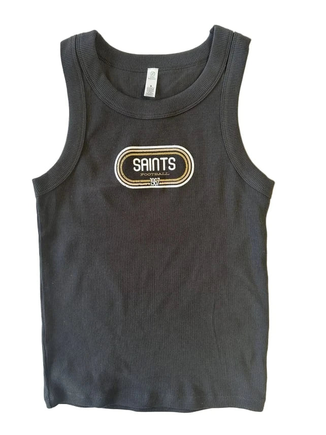 Whereable Art Saints 1967 Retro Organic Rib Tank in Black - Little Miss Muffin Children & Home