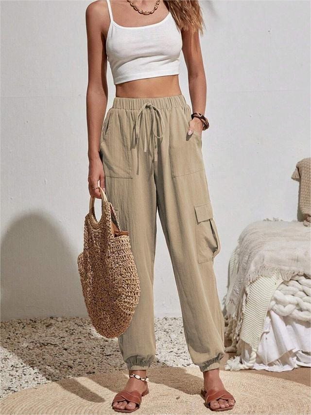 Rosa Clothing Rosa Clothing Trousers Pocket Casual Cargo Pants in Khaki - Little Miss Muffin Children & Home