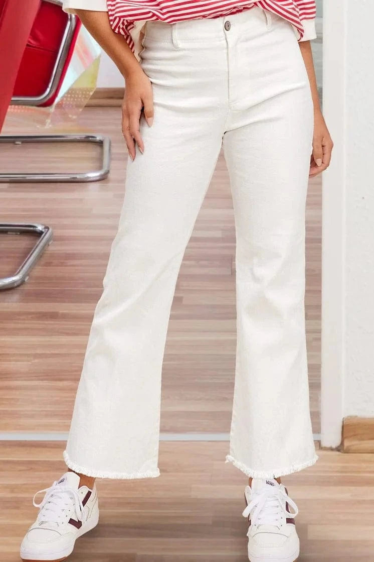 La Miel La Miel Soft Washed All Season Stretchy Pants in White - Little Miss Muffin Children & Home