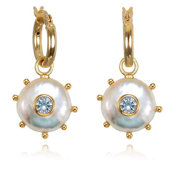 Amelia Rose Jewelry Beaded Pearl & Topaz Huggies - Little Miss Muffin Children & Home