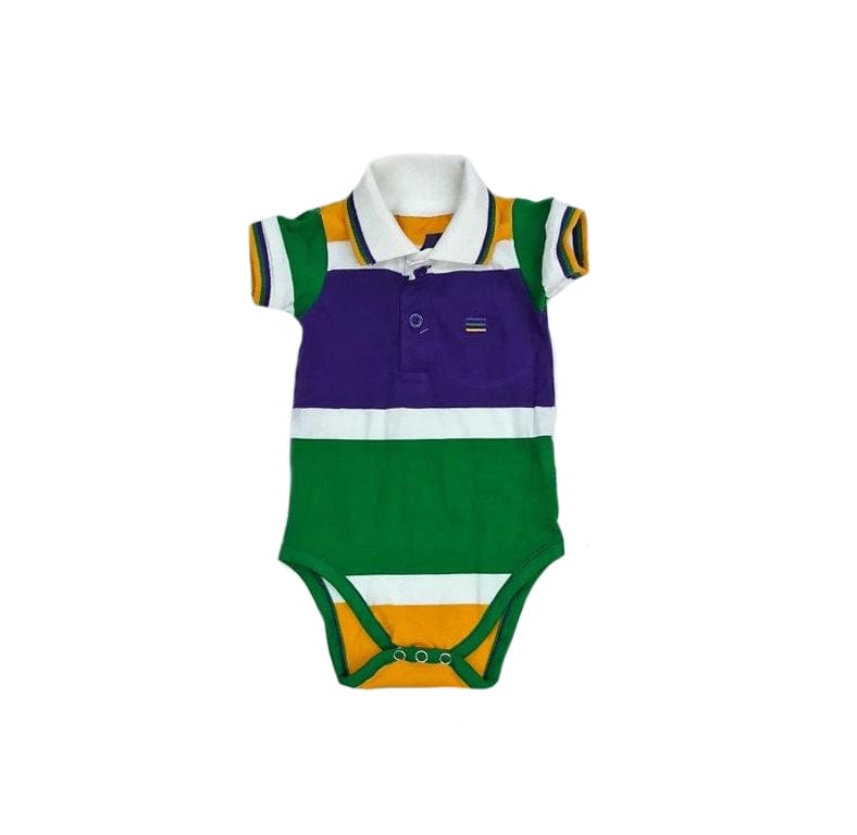 Mardi Gras Creations Mardi Gras Creations Thick Stripe Rugby Infant Onesie Short Sleeve - Little Miss Muffin Children & Home