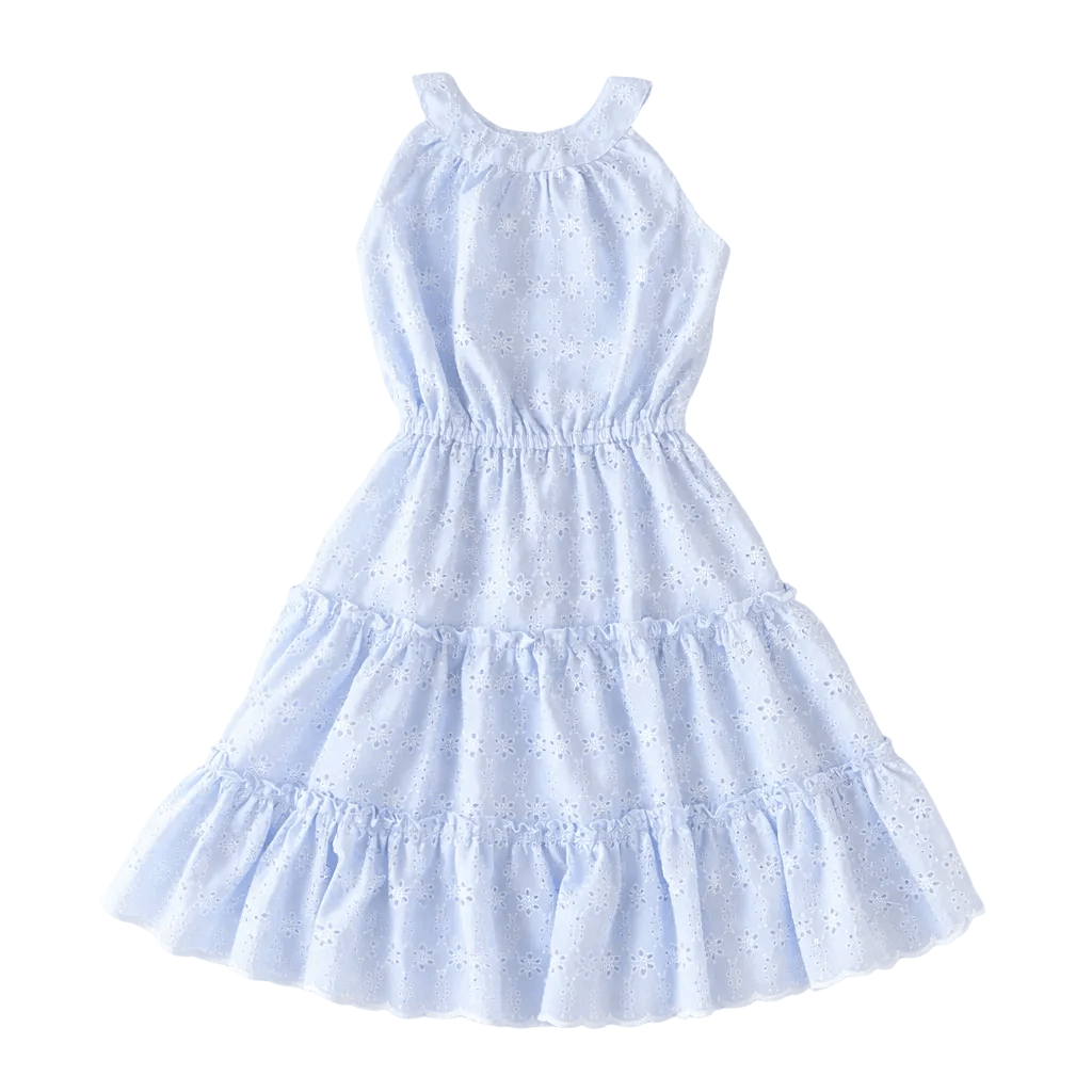 Serenity Blue Eyelet Sola Tier Dress