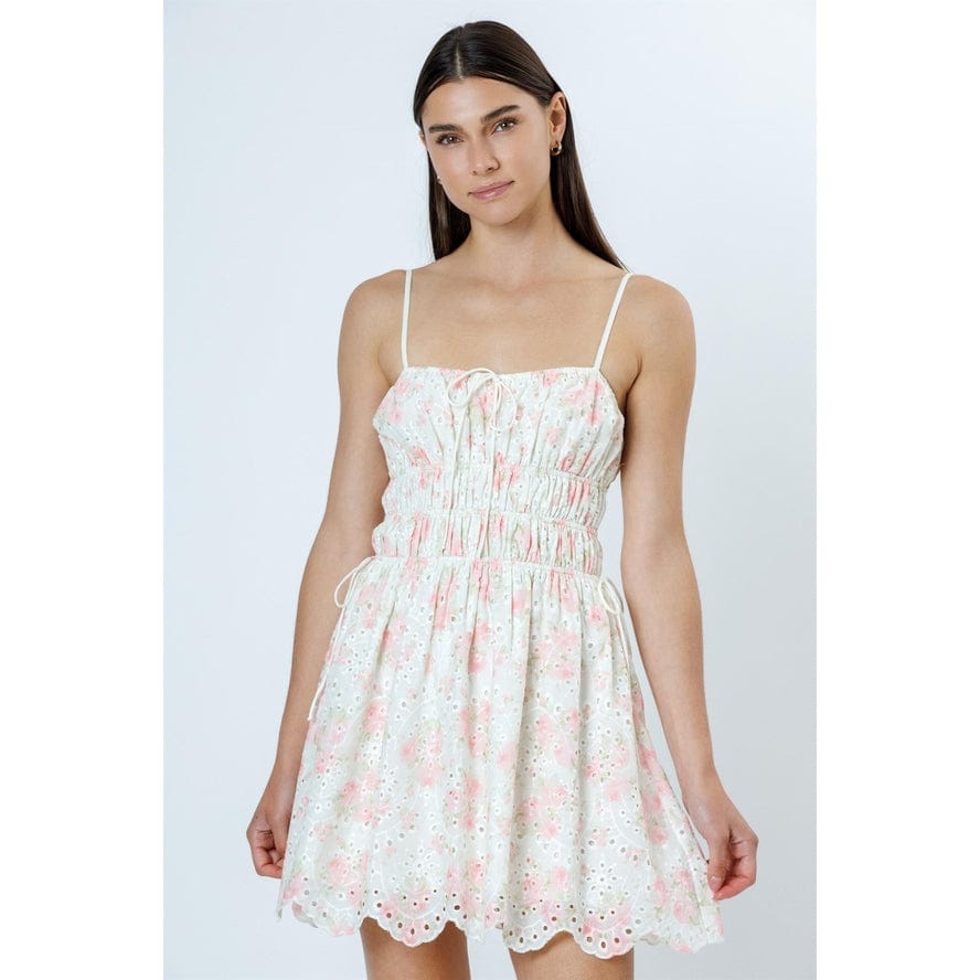 Storia Storia Cream Pink Floral Eyelet Lace Design Sundress - Little Miss Muffin Children & Home
