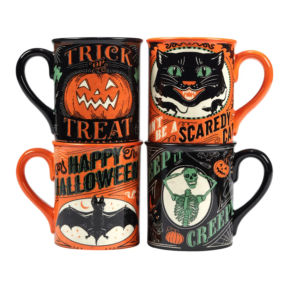 Scaredy Cat Halloween 18oz Mug, 4 Available Styles