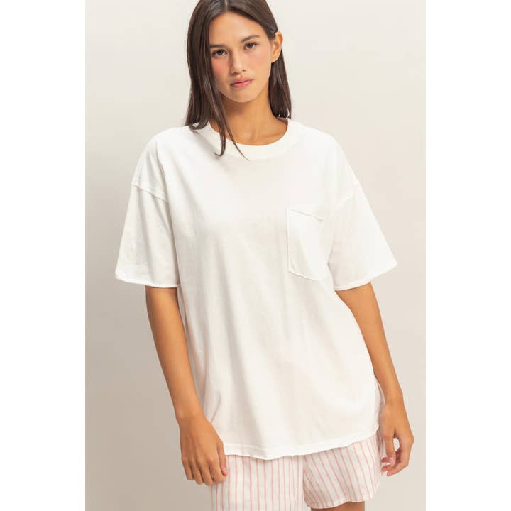 Double Zero Boxy Crew Neck T-Shirt in White - Little Miss Muffin Children & Home