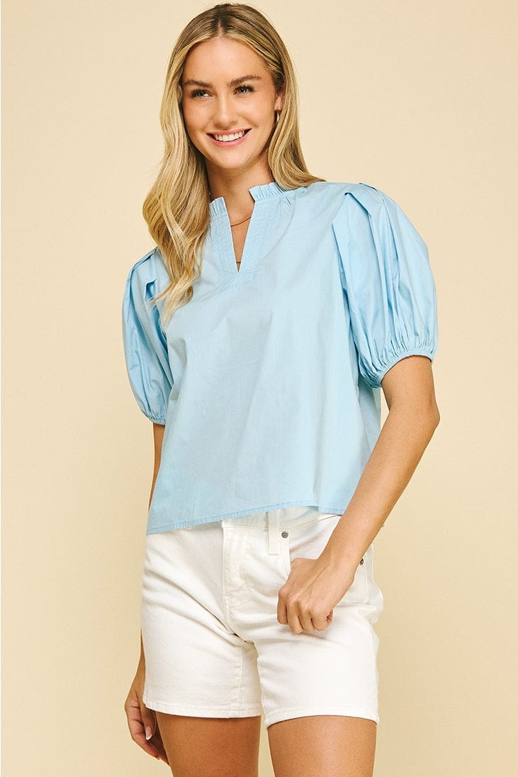 Pinch Short Sleeve V-Neck Top - Little Miss Muffin Children & Home