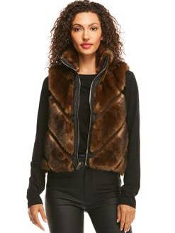 Fabulous Furs Fabulous Furs Faux Fur Reversible Chevron Shortie Vest - Little Miss Muffin Children & Home