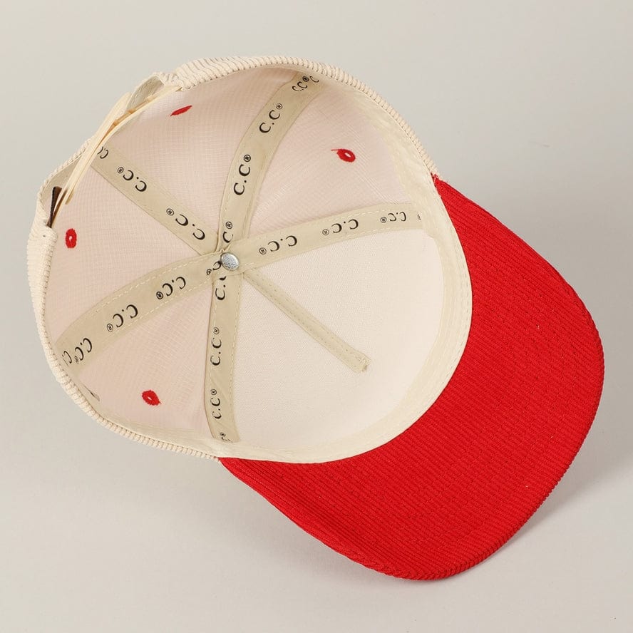 Fashion City Fashion City Heart Love Glitter Logo Two-Tone Corduroy Cap, Red - Little Miss Muffin Children & Home