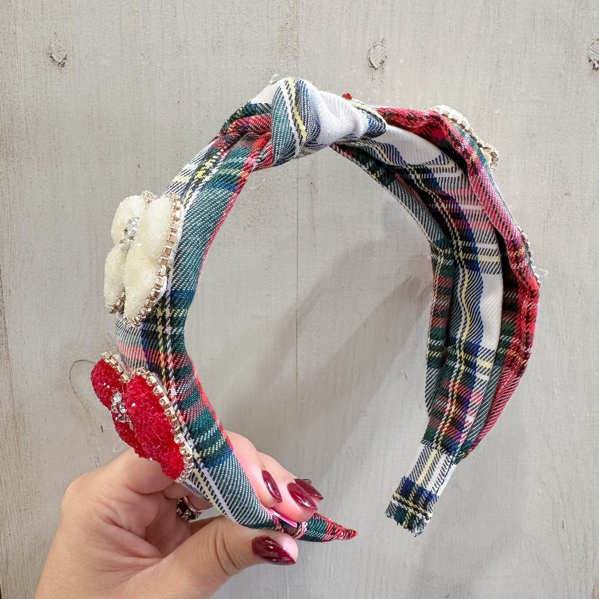 Bari Lynn Crystallized Glitter Bow Plaid Knot Headband - Little Miss Muffin Children & Home