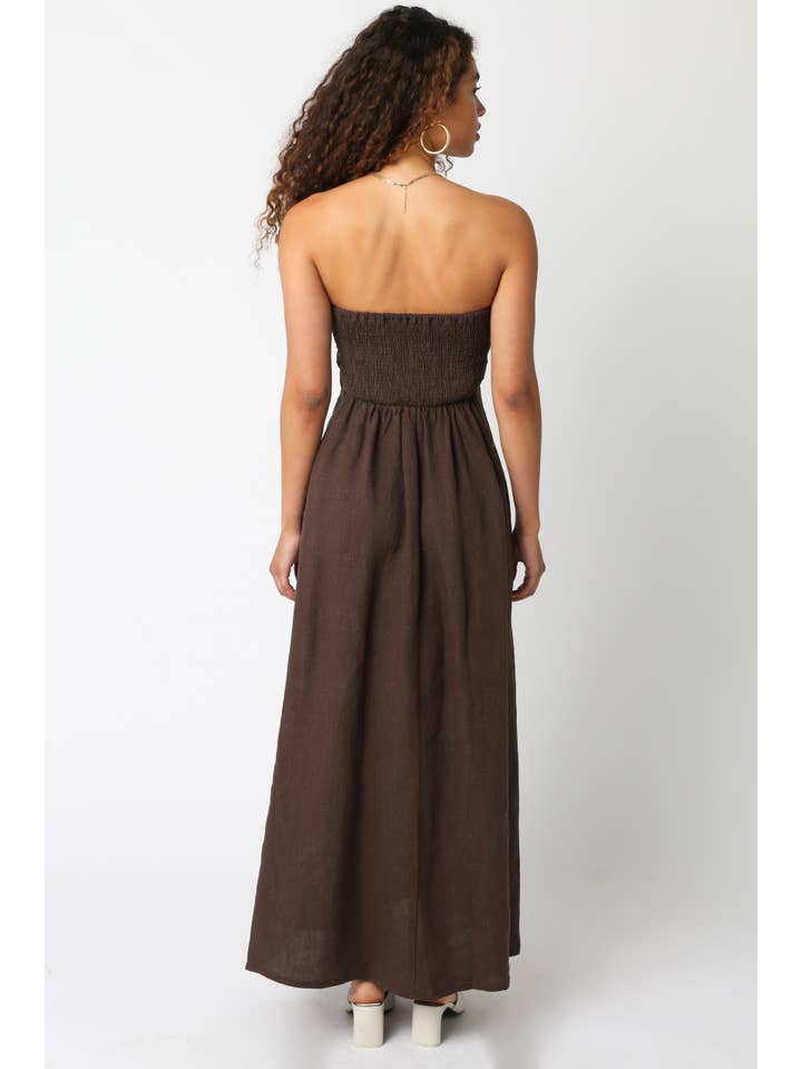 Irise Linen Maxi Dress in Brown