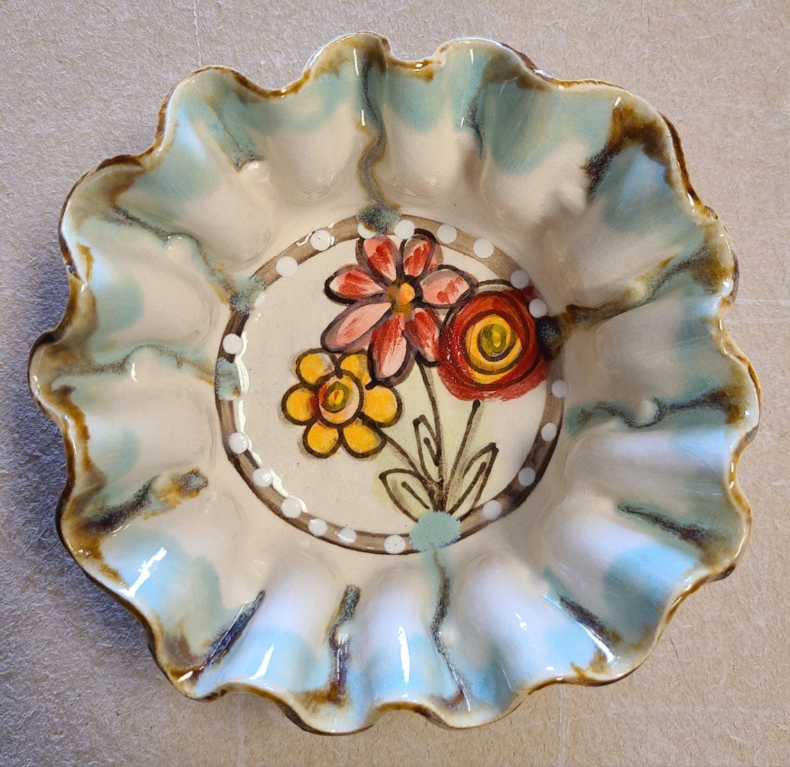 Heartfelt Traditions Small Dip Bowl with Drip Flowers - Little Miss Muffin Children & Home